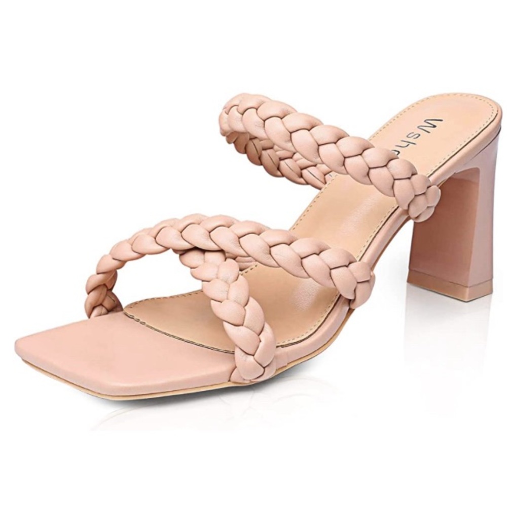 New Braided Heels Sandals for Women Stylish Square Toe